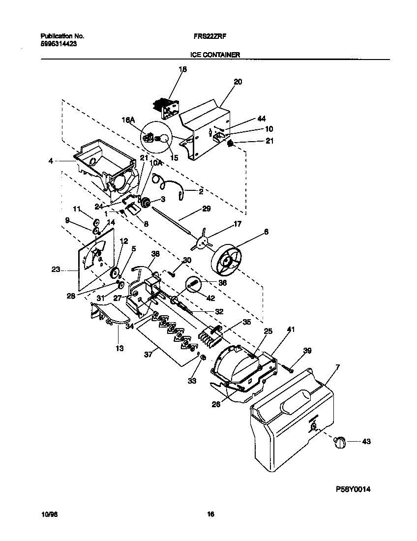 Frigidaire FRS22ZRFD3 ice container diagram