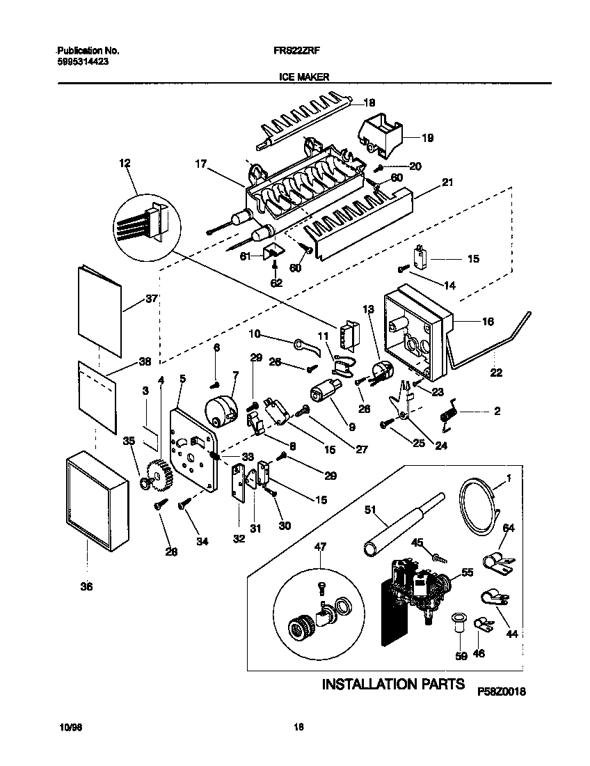 Frigidaire FRS22ZRFD3 ice maker diagram