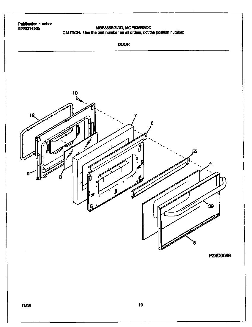 Universal/Multiflex (Frigidaire) MGF336BGWD door diagram