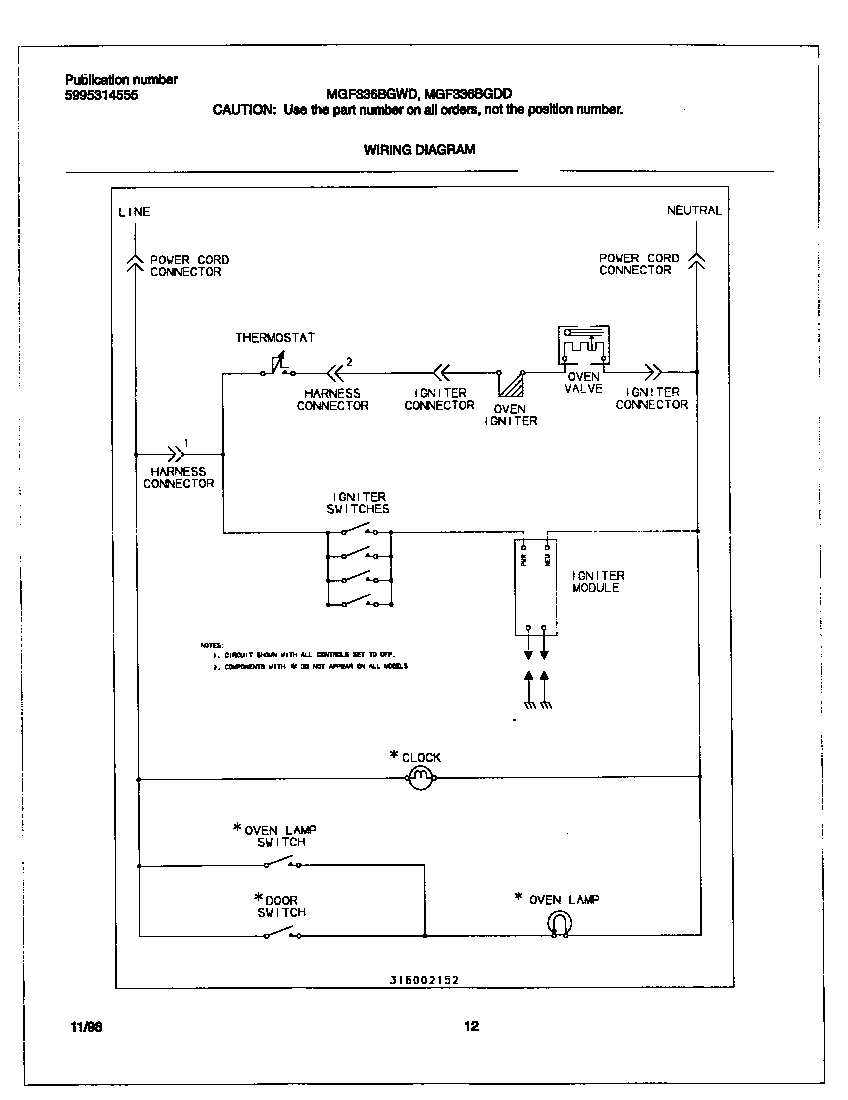 Universal/Multiflex (Frigidaire) MGF336BGWD wiring diagram diagram
