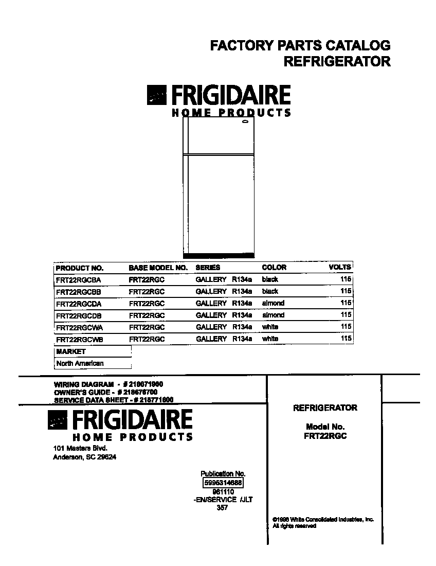 Frigidaire FRT22RGCBB cover diagram