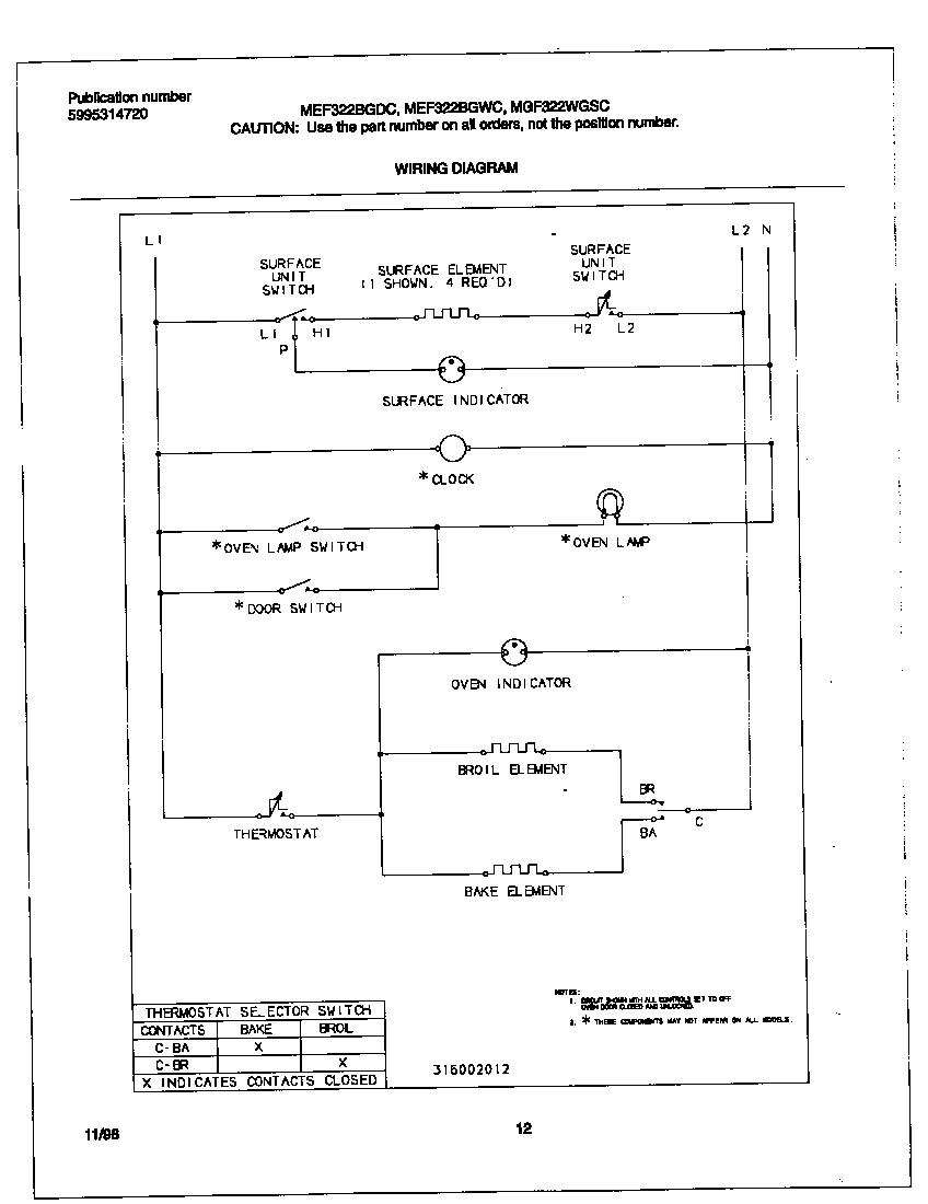 Universal/Multiflex (Frigidaire) MEF322WGSC wiring diagram diagram