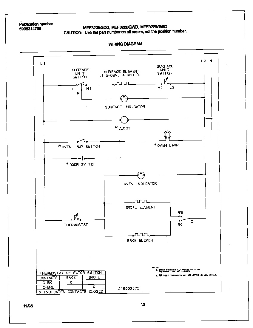 Universal/Multiflex (Frigidaire) MEF322BGDD wiring diagram diagram