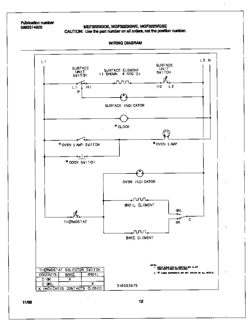 Universal/Multiflex (Frigidaire) MEF322BGWE wiring diagram diagram