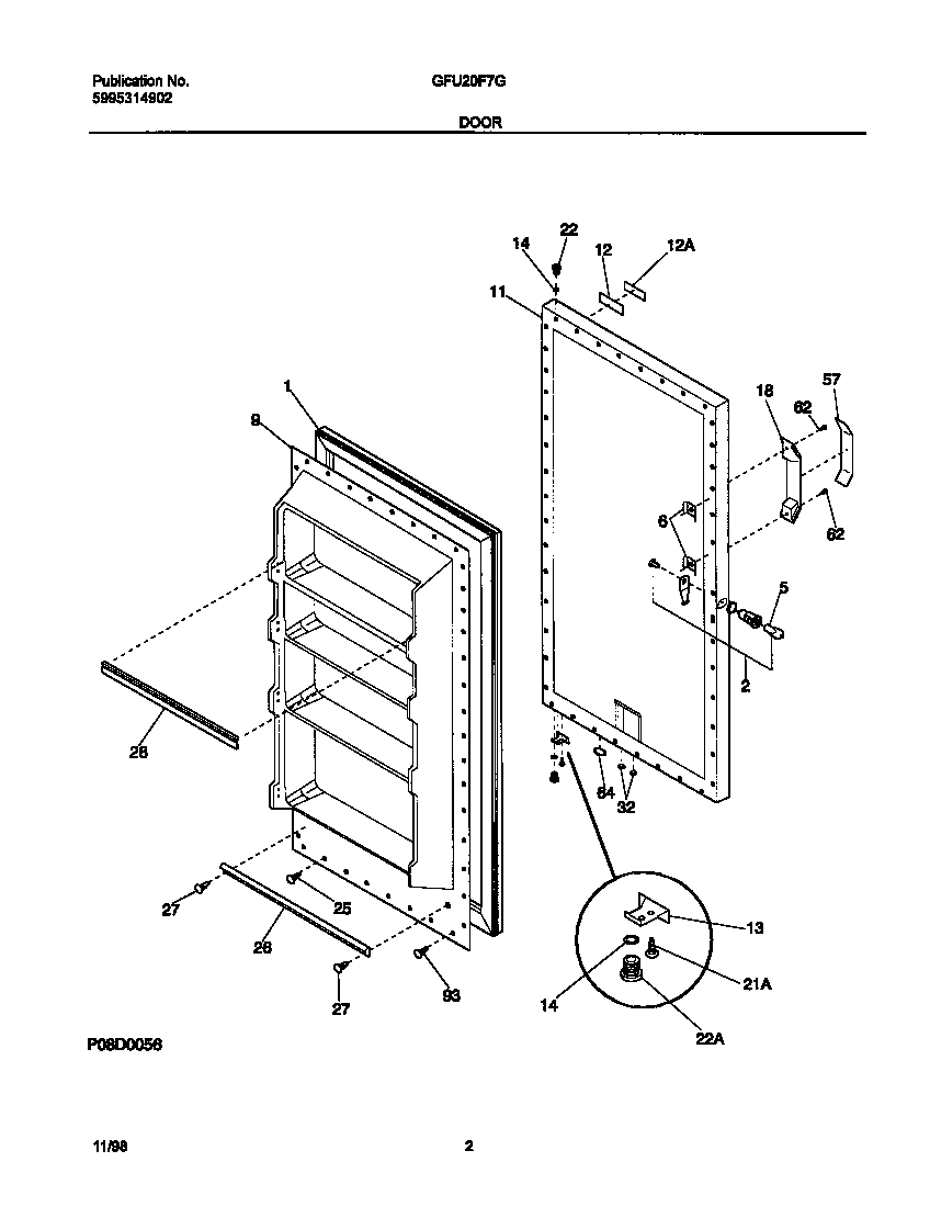 Gibson GFU20F7GW0 door diagram
