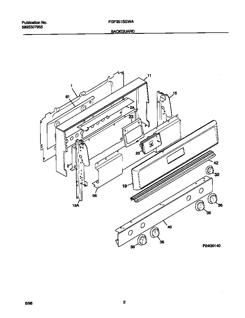 Frigidaire FGF351SGWA backguard diagram