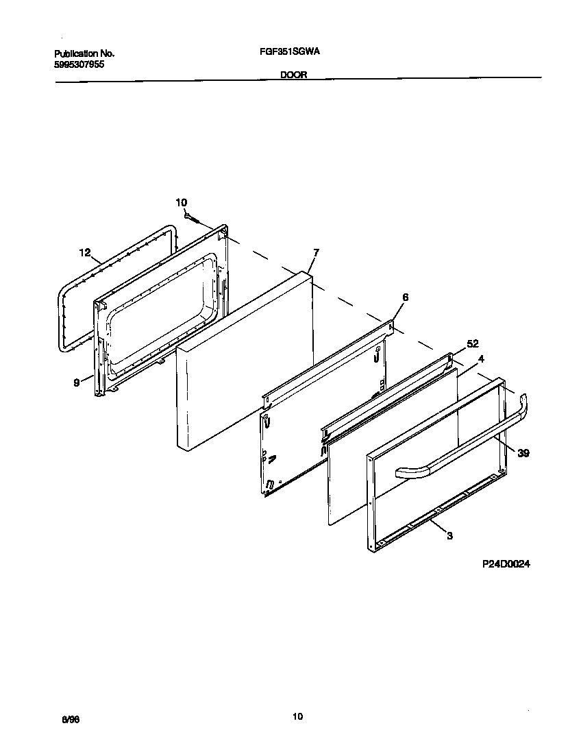 Frigidaire FGF351SGWA door diagram