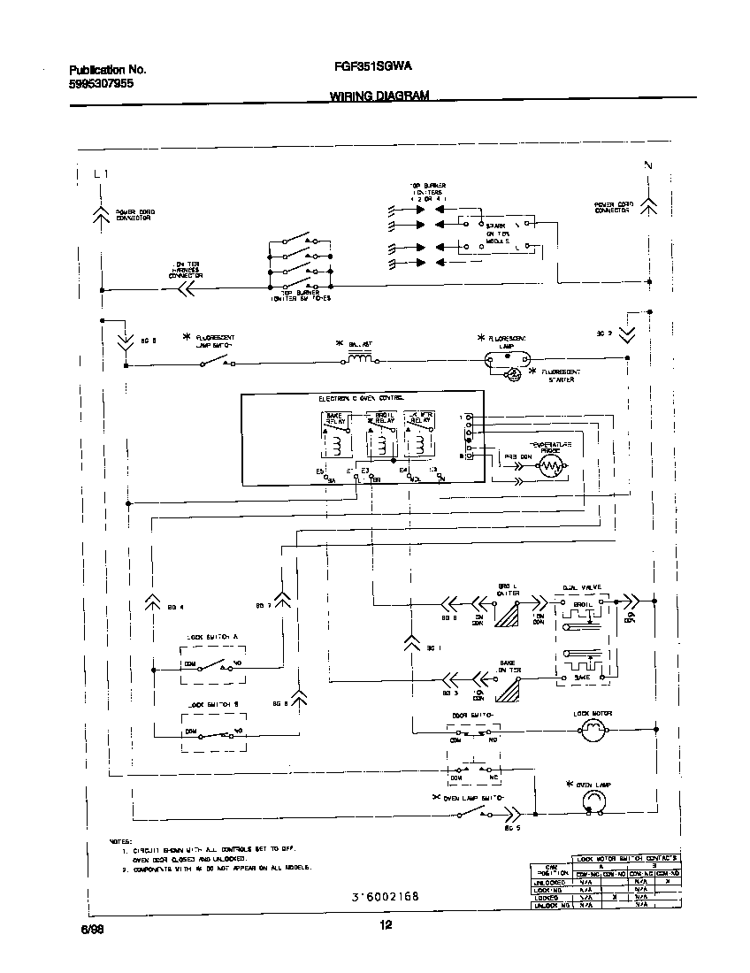Frigidaire FGF351SGWA wiring diagram diagram