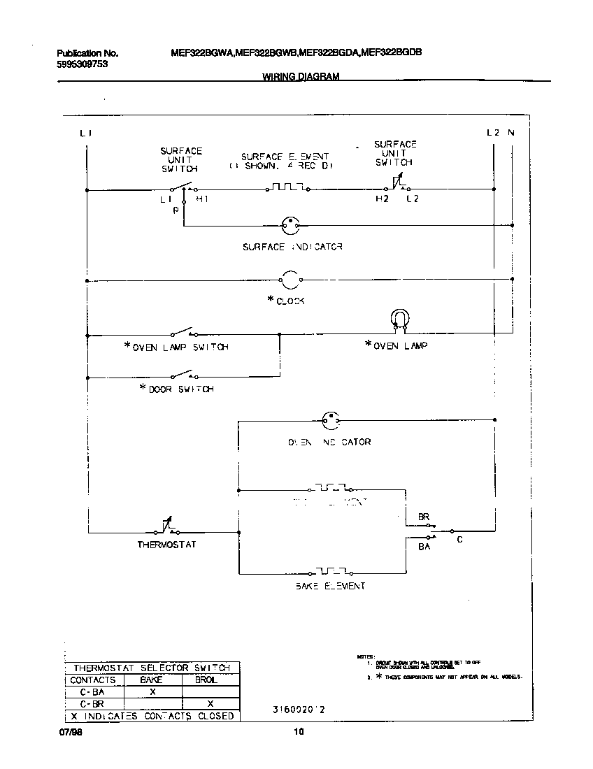 Universal/Multiflex (Frigidaire) MEF322BGDB wiring diagram diagram