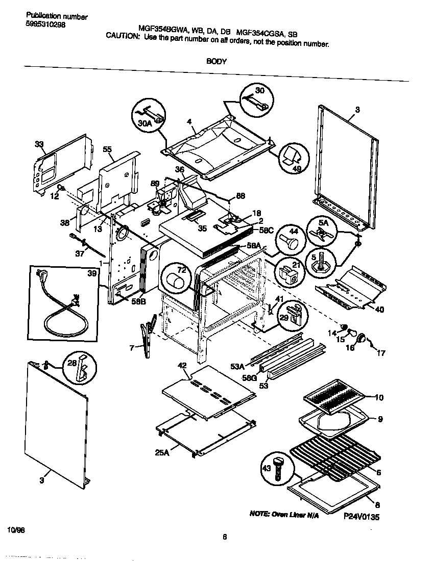 Universal/Multiflex (Frigidaire) MGF354CGSA body diagram