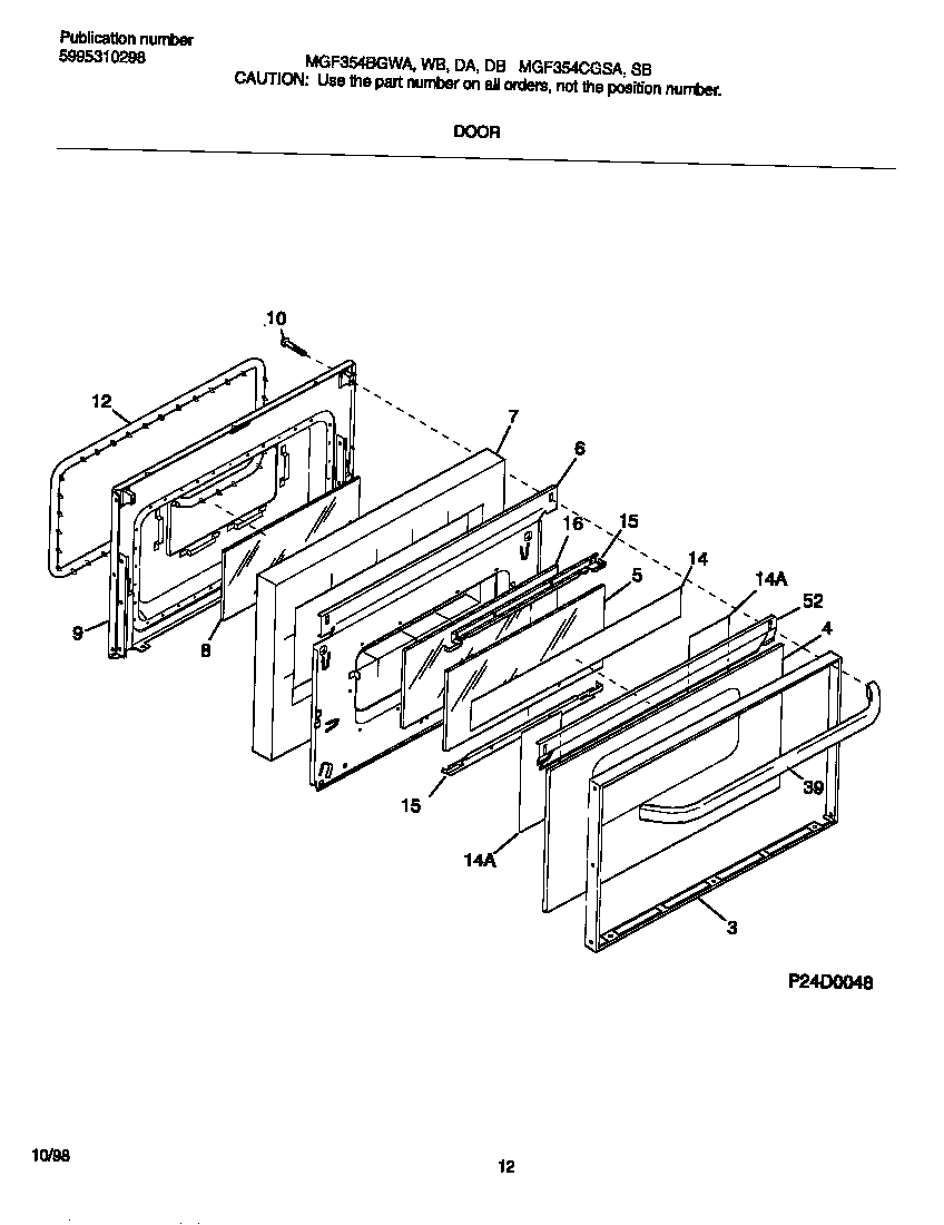 Universal/Multiflex (Frigidaire) MGF354CGSA door diagram