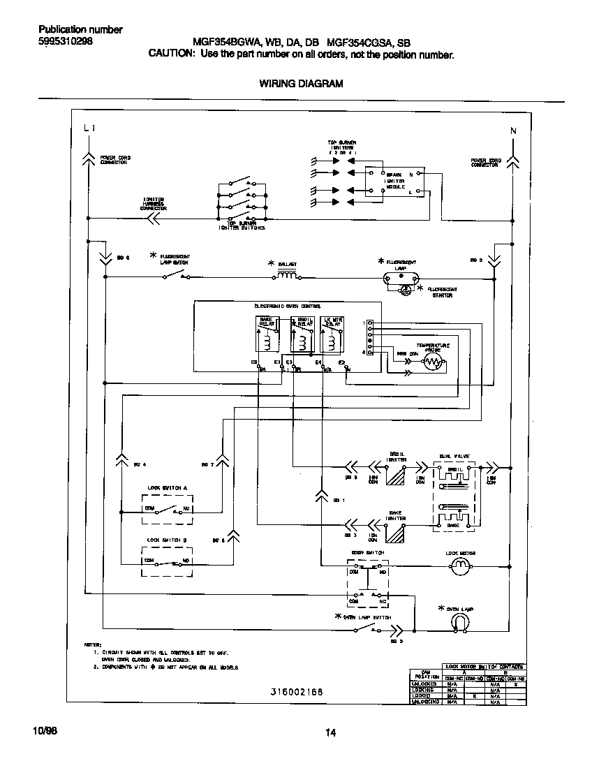 Universal/Multiflex (Frigidaire) MGF354CGSA wiring diagram diagram