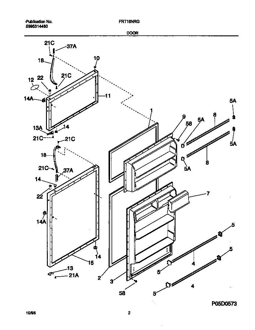 Frigidaire FRT16NRGD4 door diagram