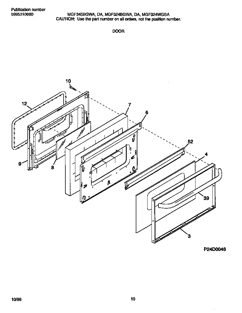 Universal/Multiflex (Frigidaire) MGF324BGWA door diagram
