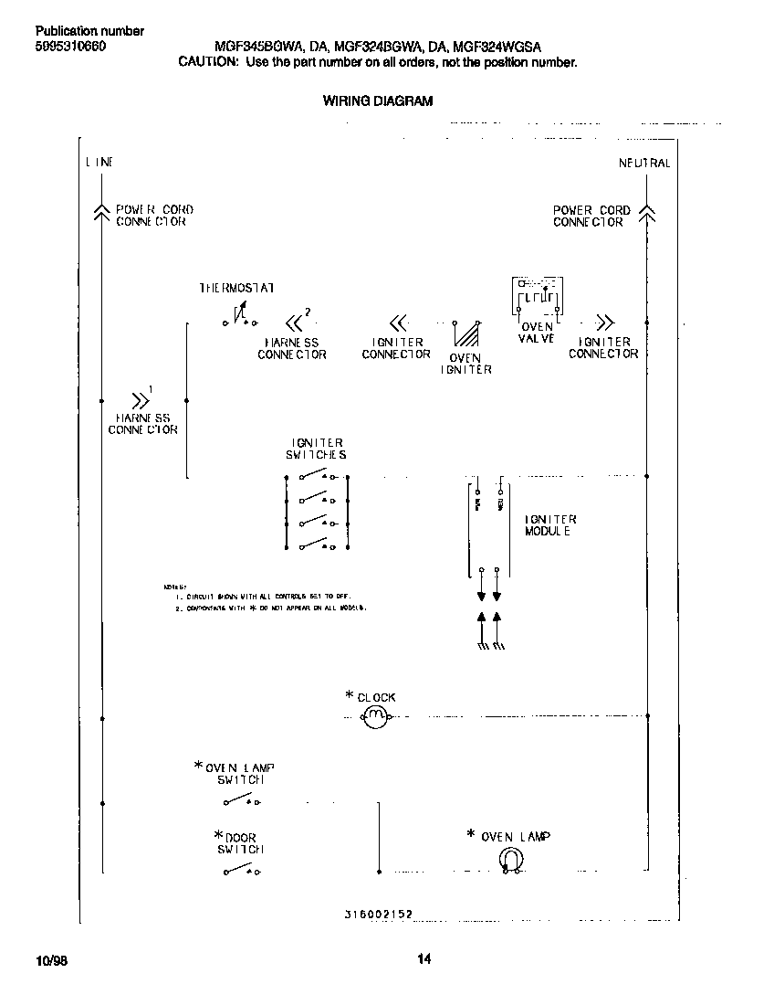 Universal/Multiflex (Frigidaire) MGF324BGWA wiring diagram diagram