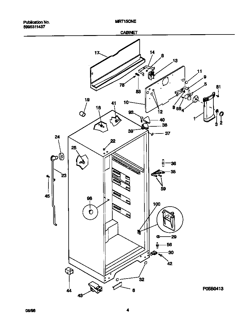 Universal/Multiflex (Frigidaire) MRT15CNEY9 cabinet diagram