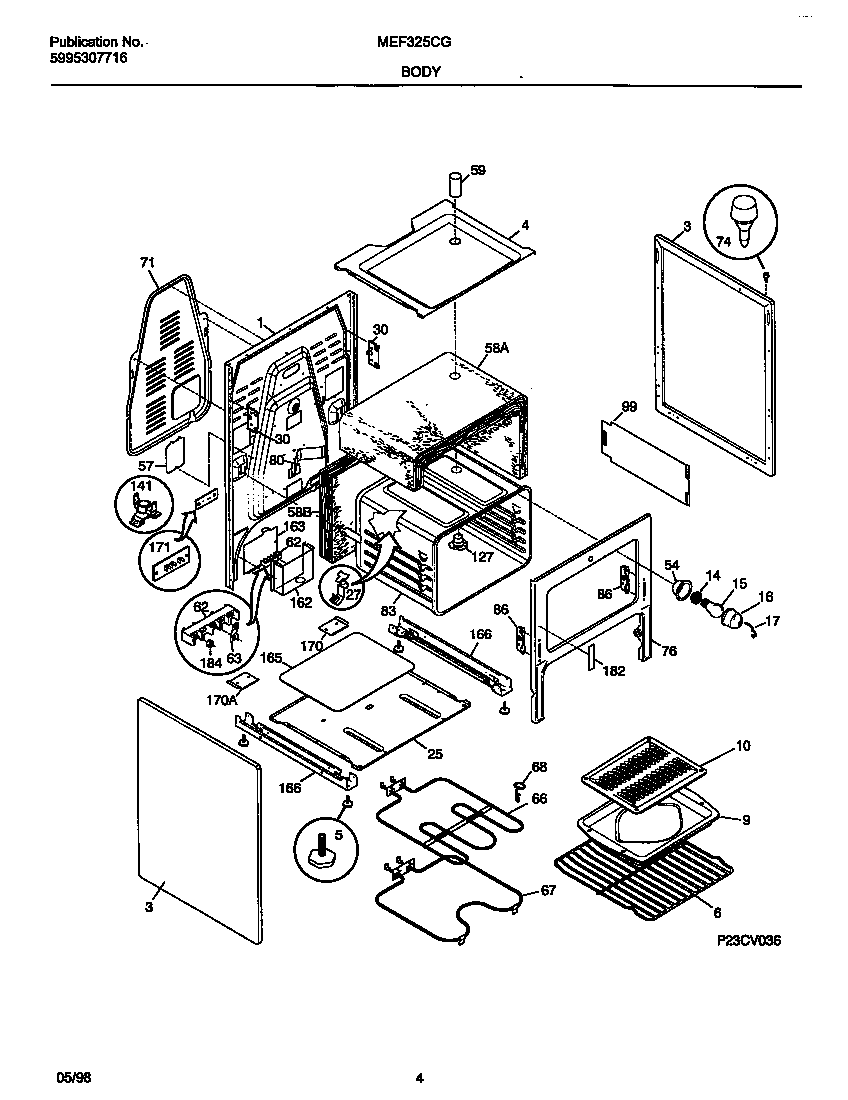 Universal/Multiflex (Frigidaire) MEF325CGS1 body diagram
