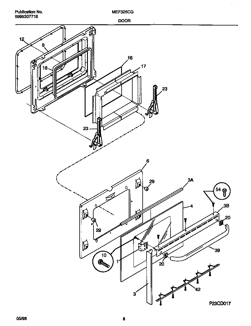 Universal/Multiflex (Frigidaire) MEF325CGS1 door diagram