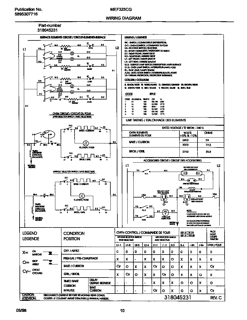 Universal/Multiflex (Frigidaire) MEF325CGS1 wiring diagram diagram