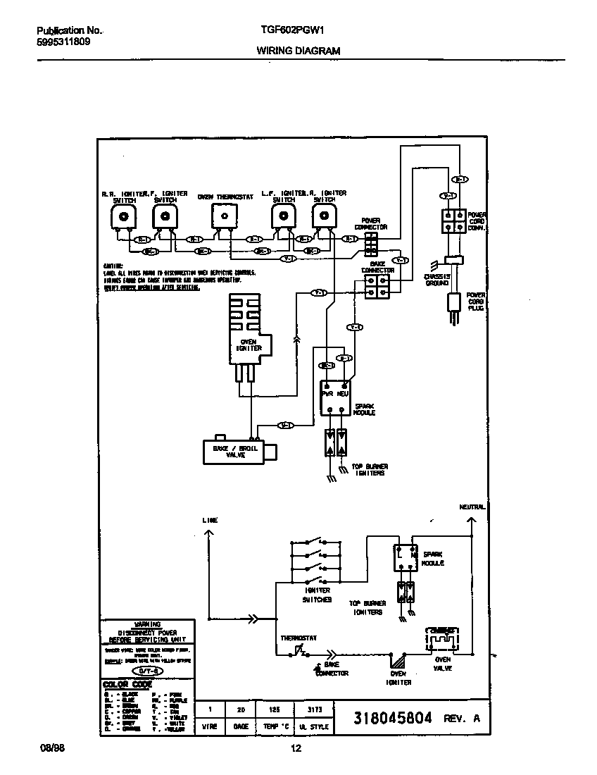 Tappan TGF602PGW1 wiring diagram diagram