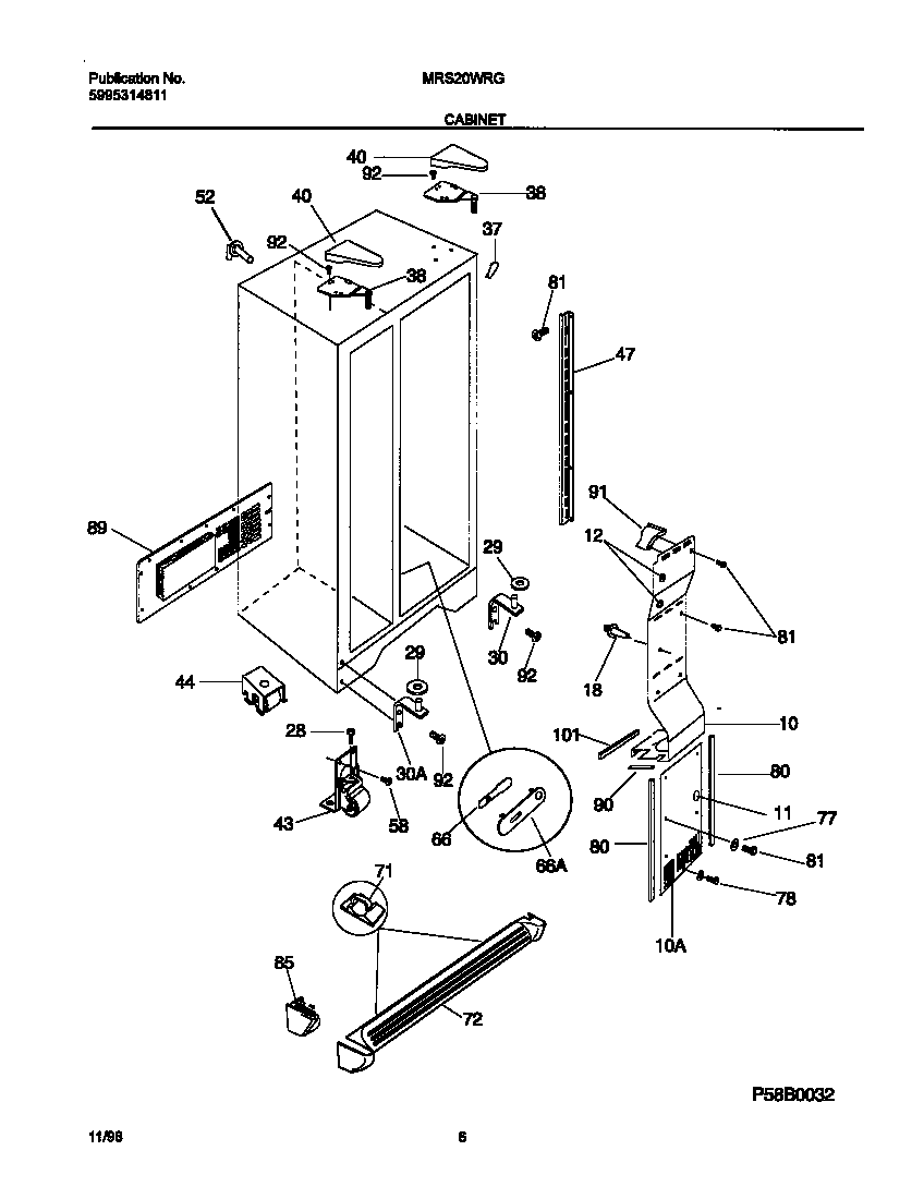 Universal/Multiflex (Frigidaire) MRS20WRGD1 cabinet diagram