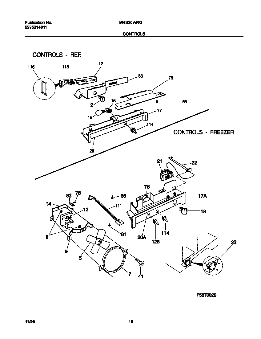 Universal/Multiflex (Frigidaire) MRS20WRGD1 controls diagram