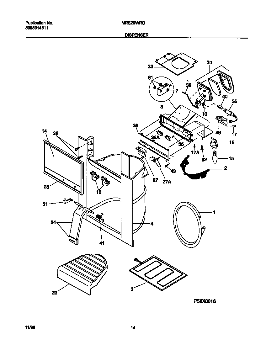 Universal/Multiflex (Frigidaire) MRS20WRGD1 ice dispenser diagram