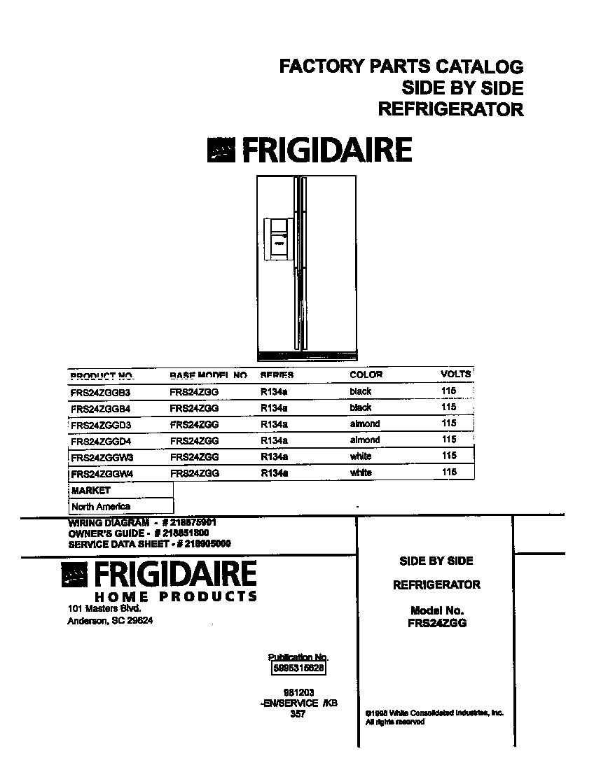 Frigidaire FRS24ZGGD3 cover diagram