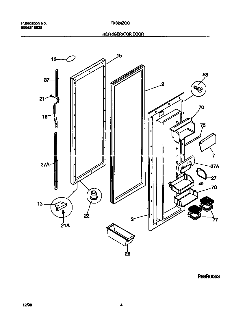 Frigidaire FRS24ZGGD3 refr door diagram