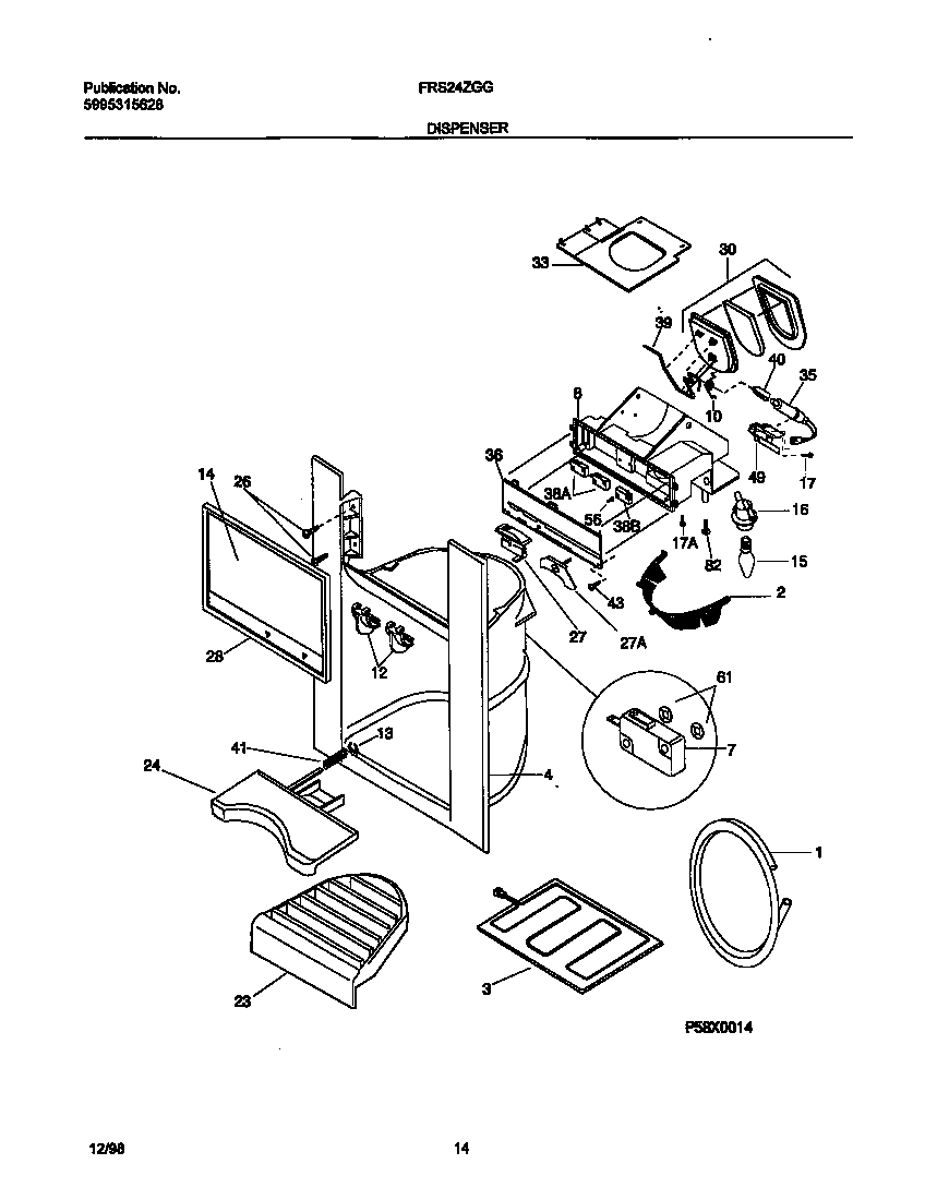 Frigidaire FRS24ZGGD3 ice dispenser diagram