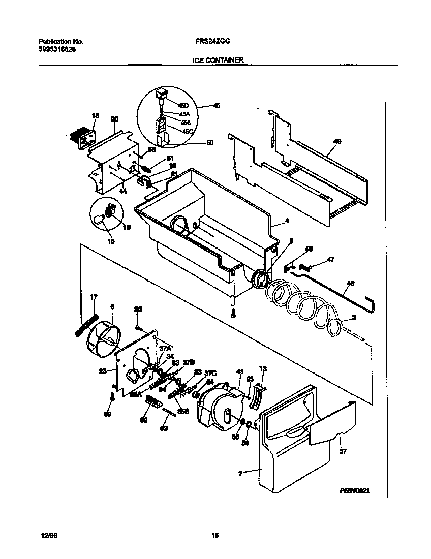 Frigidaire FRS24ZGGD3 ice container diagram