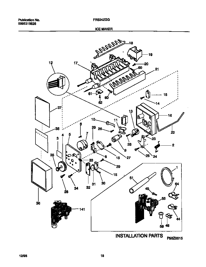 Frigidaire FRS24ZGGD3 ice maker diagram