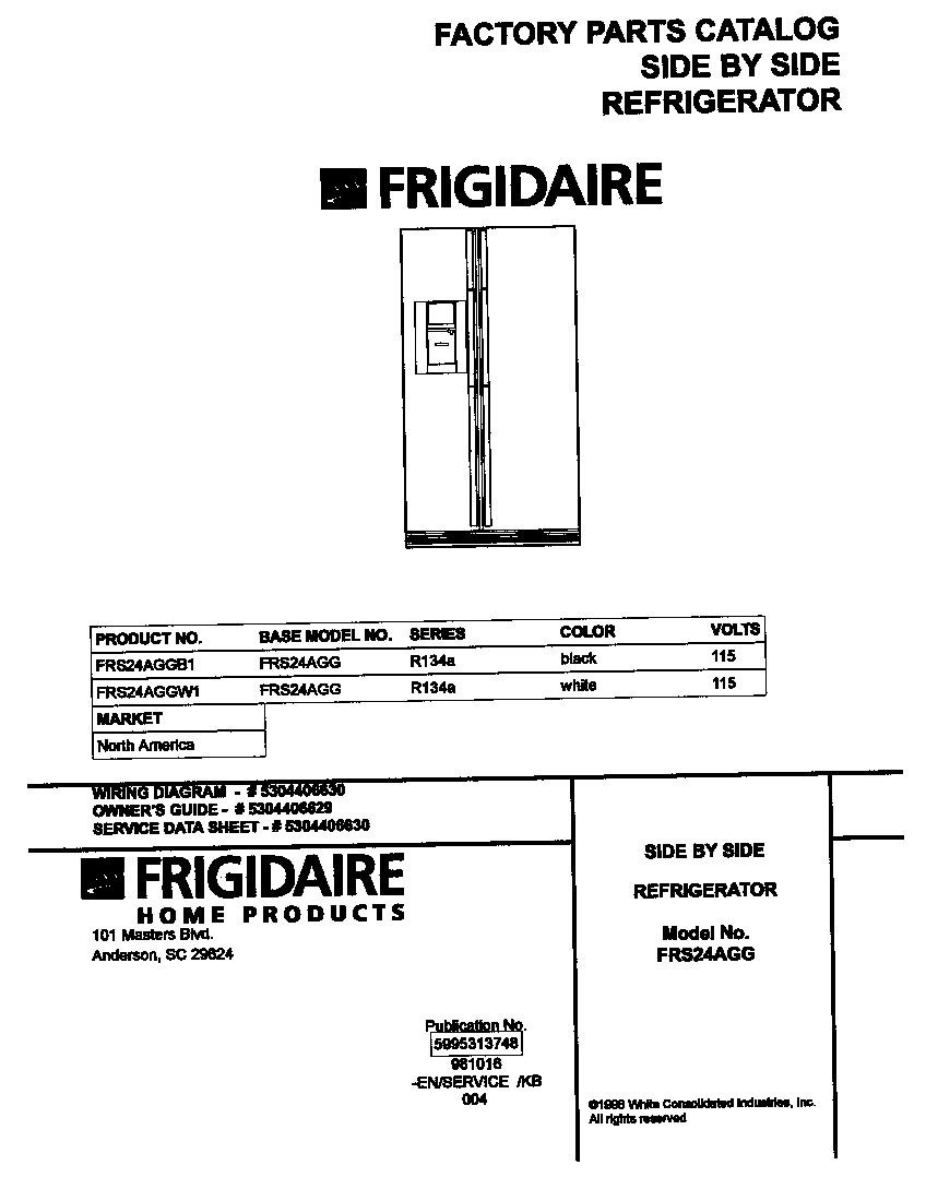 Frigidaire FRS24AGGW1 cover diagram