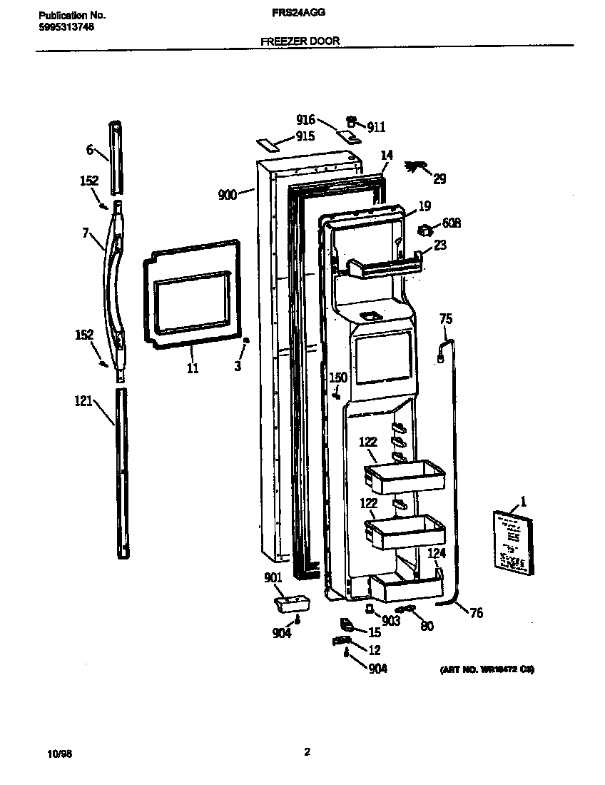 Frigidaire FRS24AGGW1 frzr door diagram