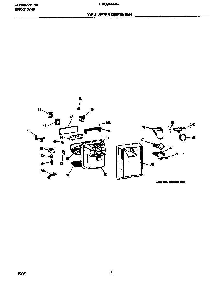 Frigidaire FRS24AGGW1 ice & water dispenser diagram
