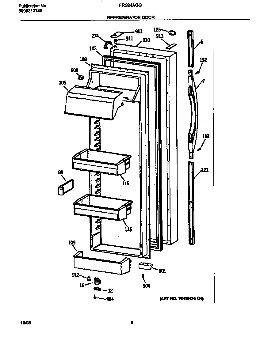 Frigidaire FRS24AGGW1 refr door diagram