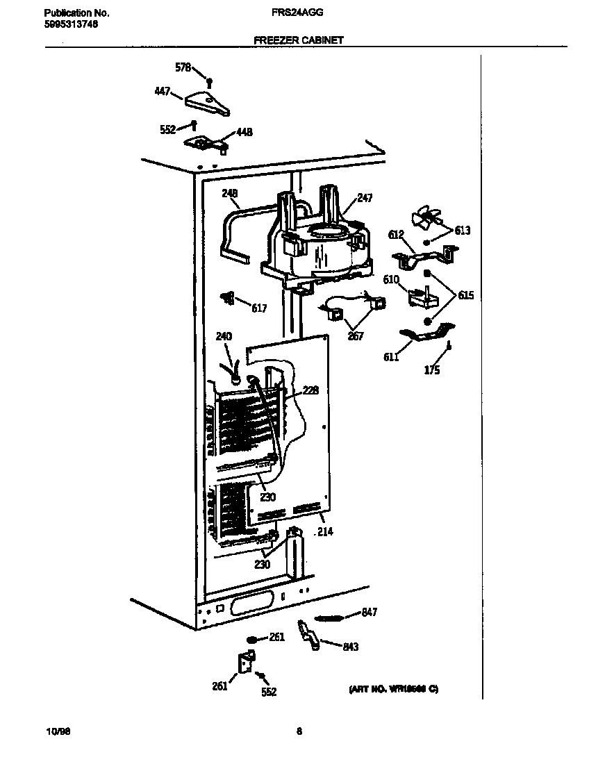 Frigidaire FRS24AGGW1 frzr cabinet diagram