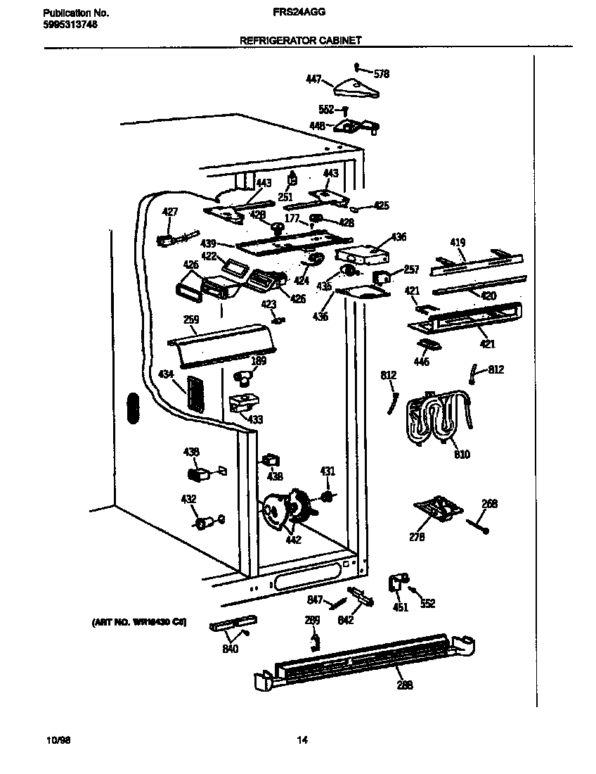 Frigidaire FRS24AGGW1 refr cabinet diagram