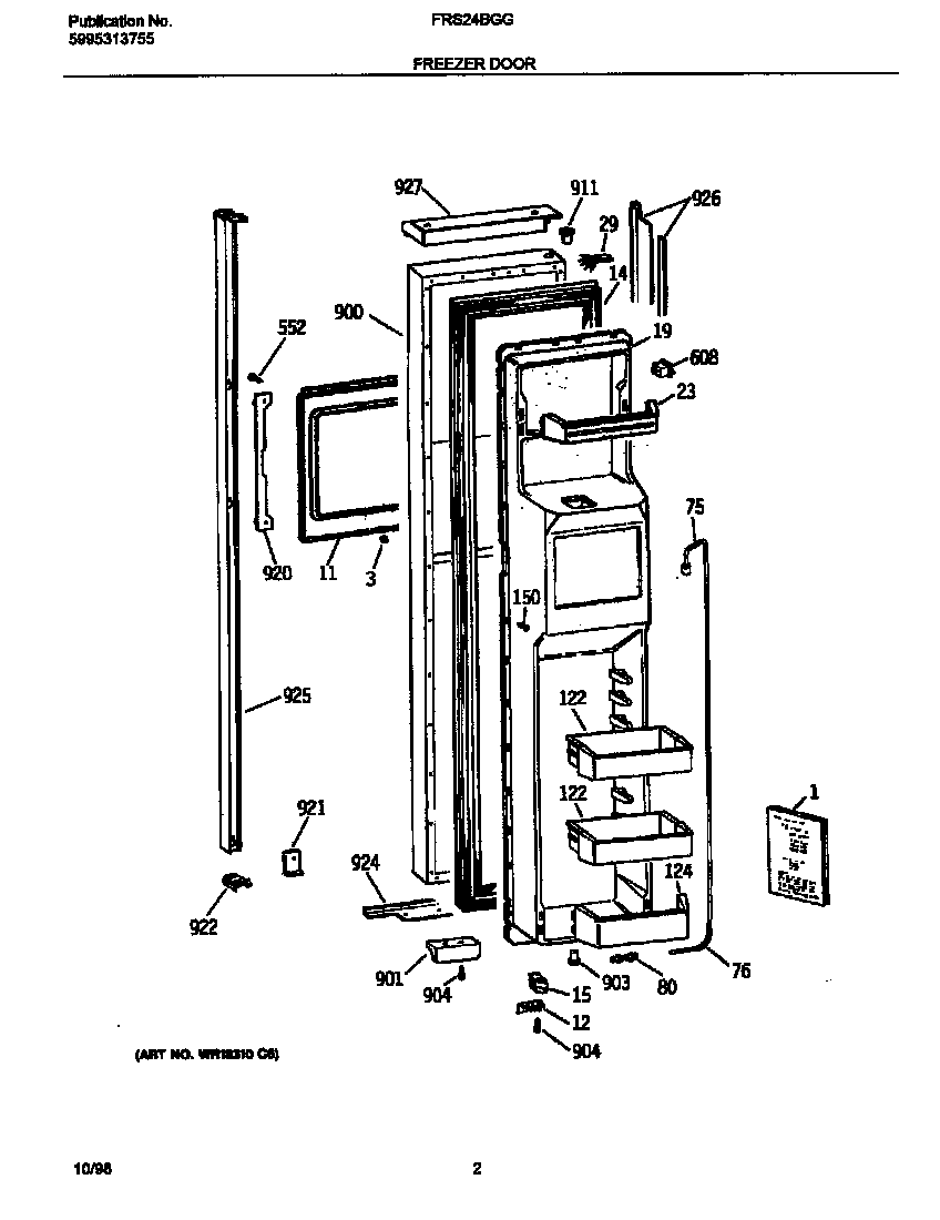 Frigidaire FRS24BGGB0 freezer door diagram