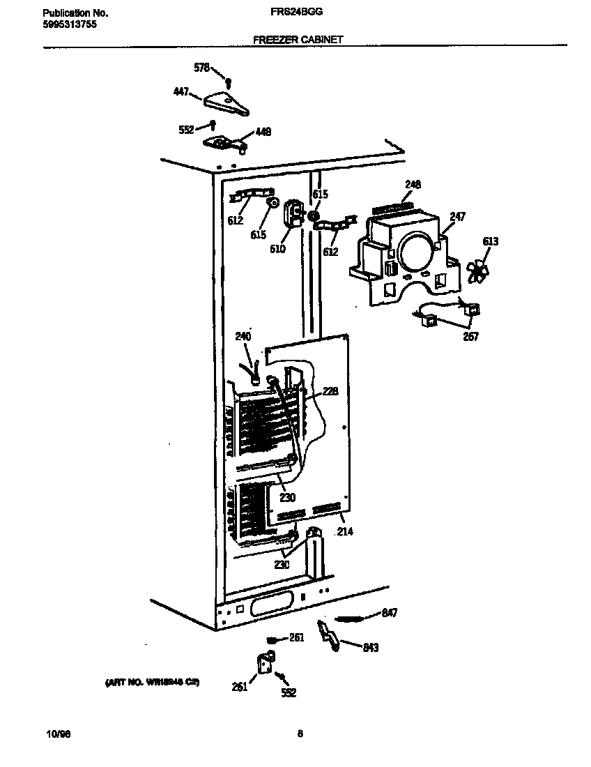 Frigidaire FRS24BGGB0 freezer cabinet diagram