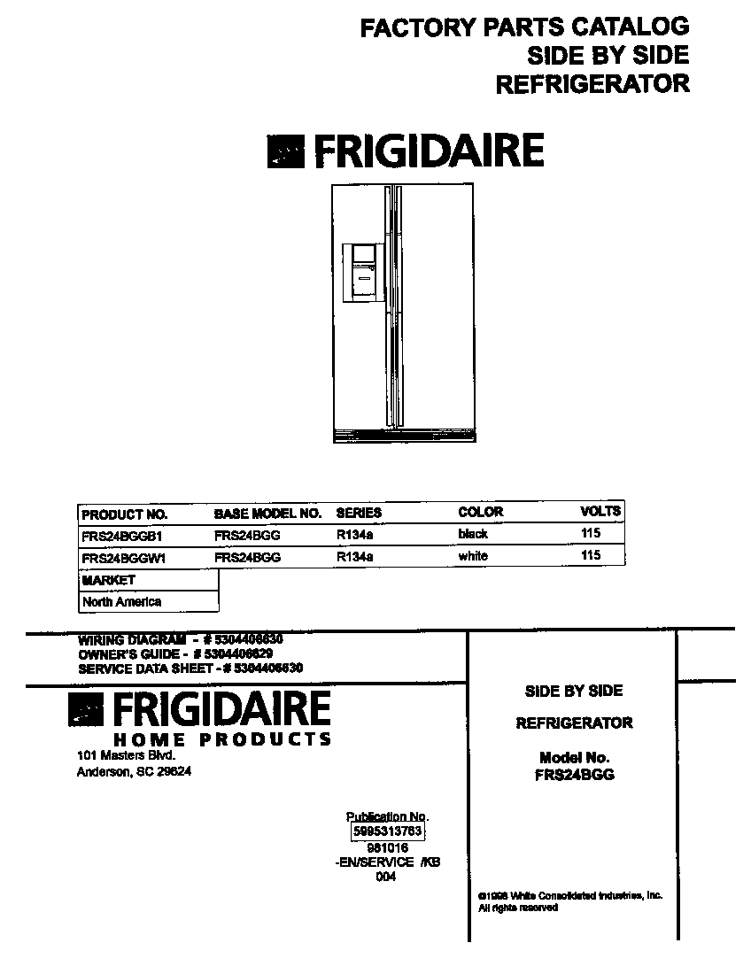 Frigidaire FRS24BGGB1 cover diagram