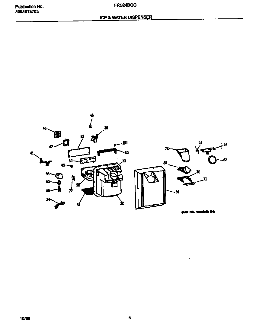 Frigidaire FRS24BGGB1 ice & water dispenser diagram