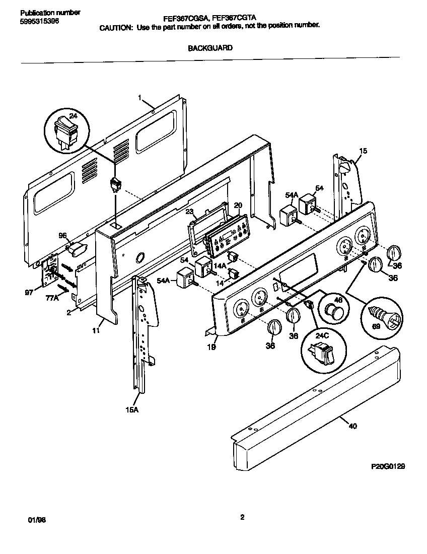 Frigidaire FEF367CGTA backguard diagram