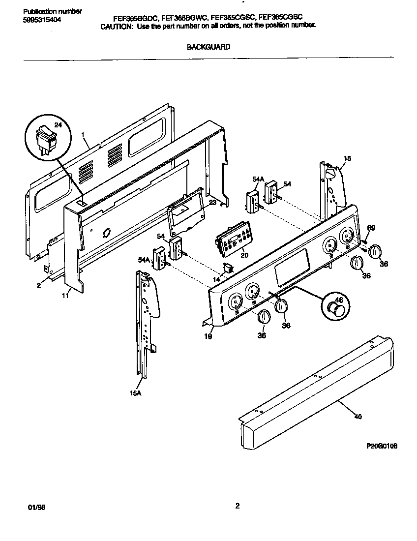 Frigidaire FEF365BGWC backguard diagram