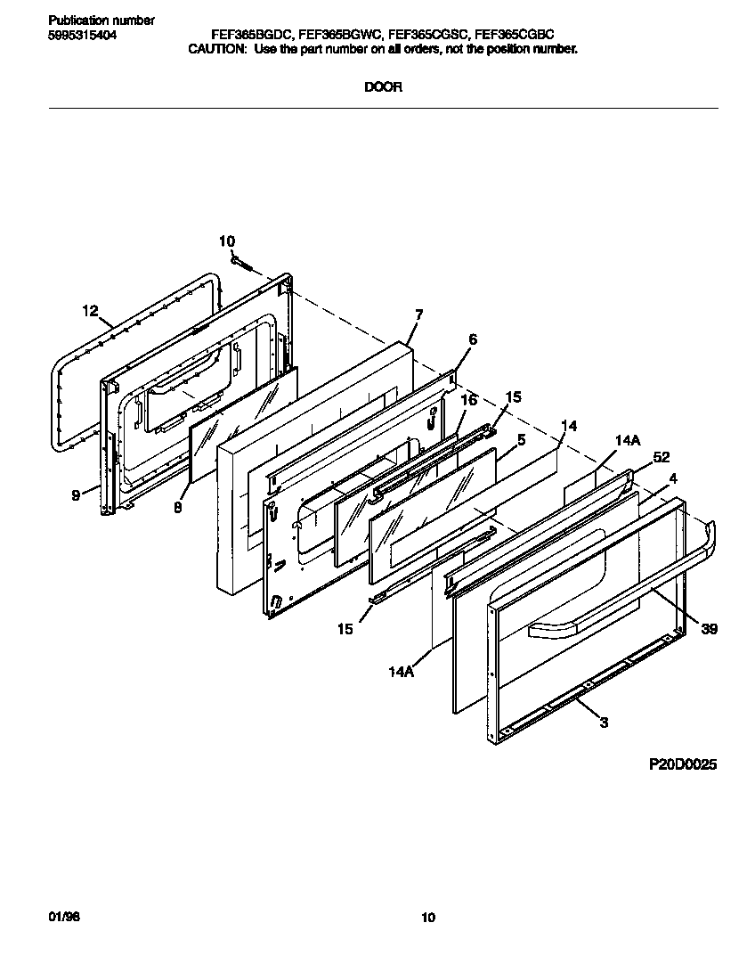 Frigidaire FEF365BGWC door diagram