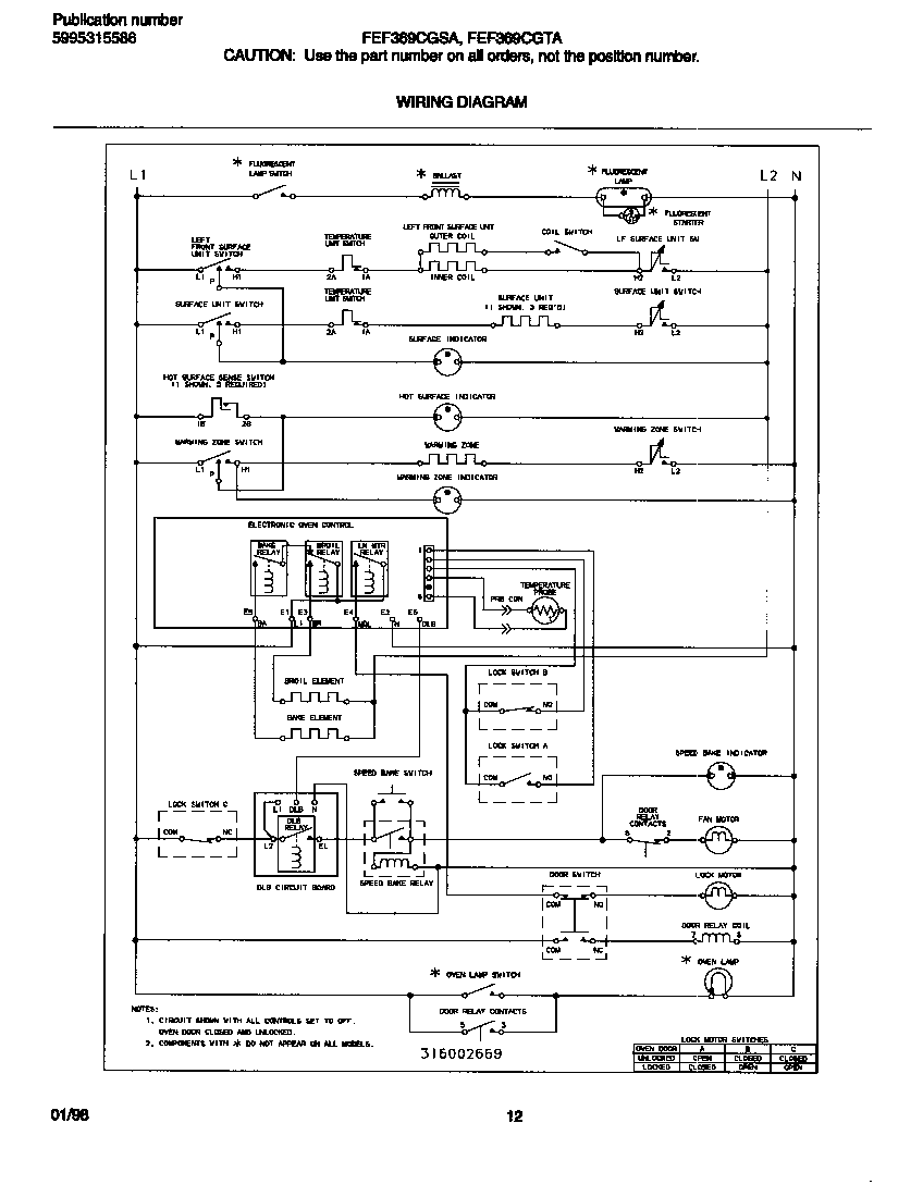 Frigidaire FEF369CGSA wiring diagram diagram