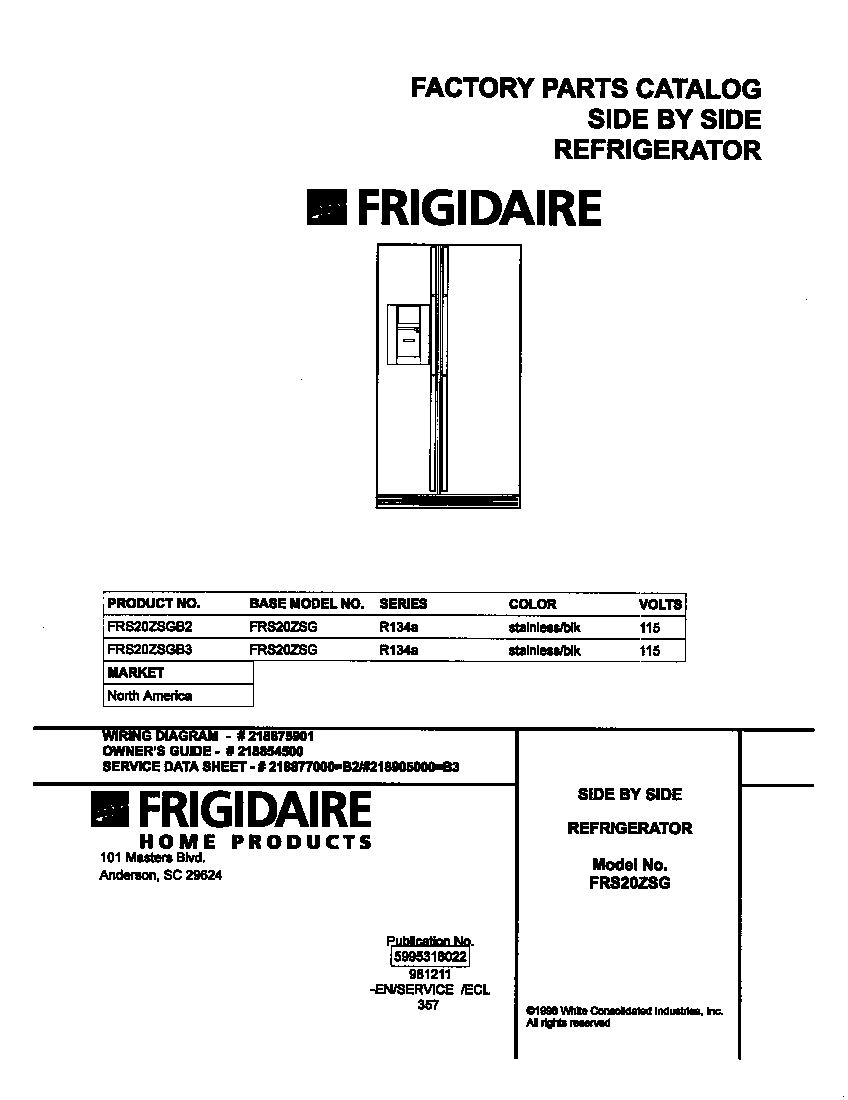 Frigidaire FRS20ZSGB2 cover diagram