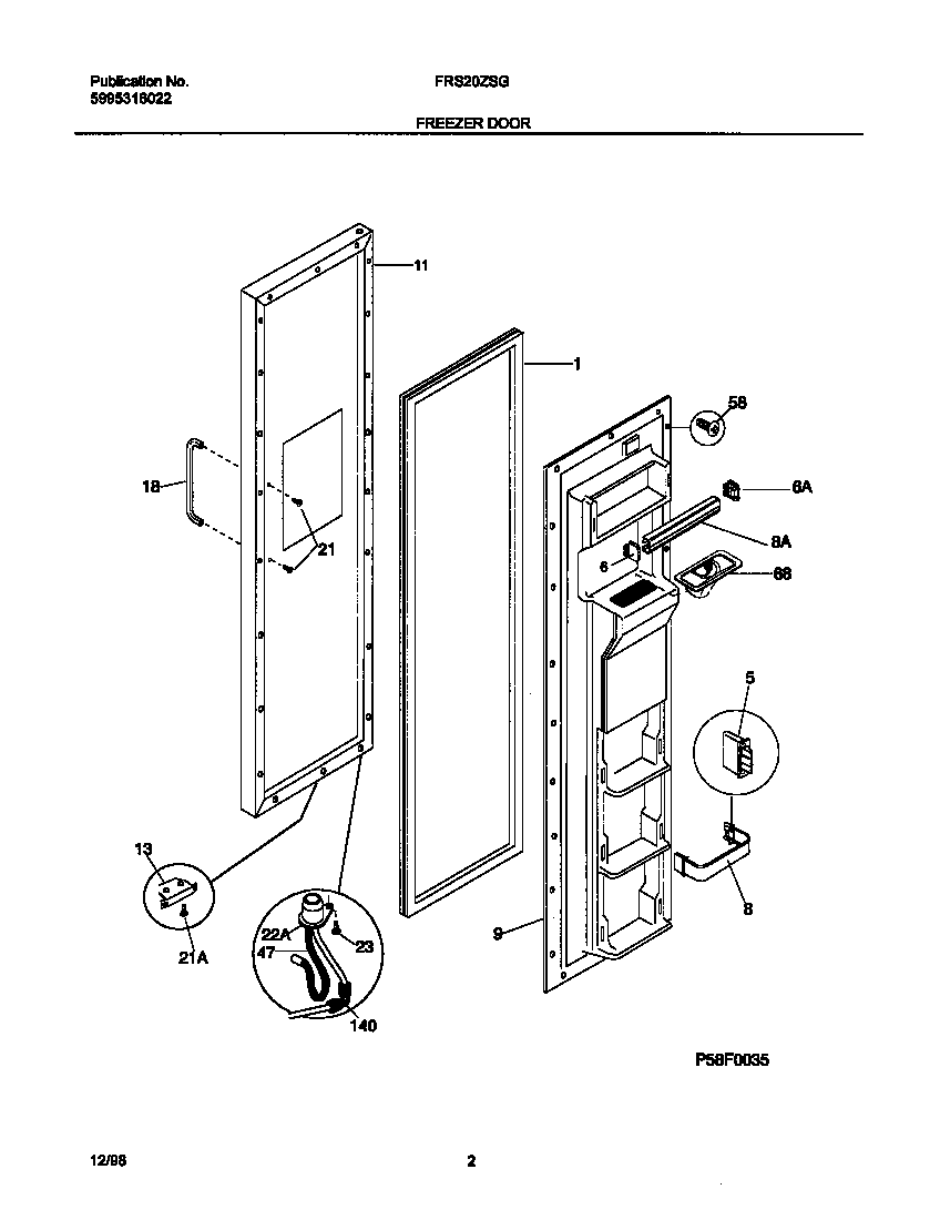 Frigidaire FRS20ZSGB2 frzr door diagram