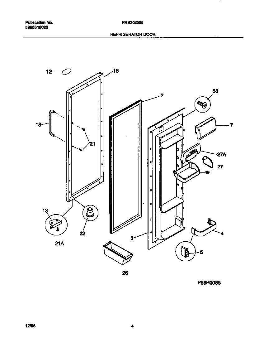 Frigidaire FRS20ZSGB2 refr door diagram