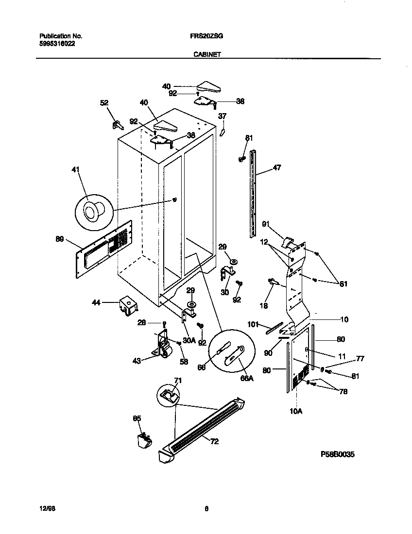 Frigidaire FRS20ZSGB2 cabinet diagram